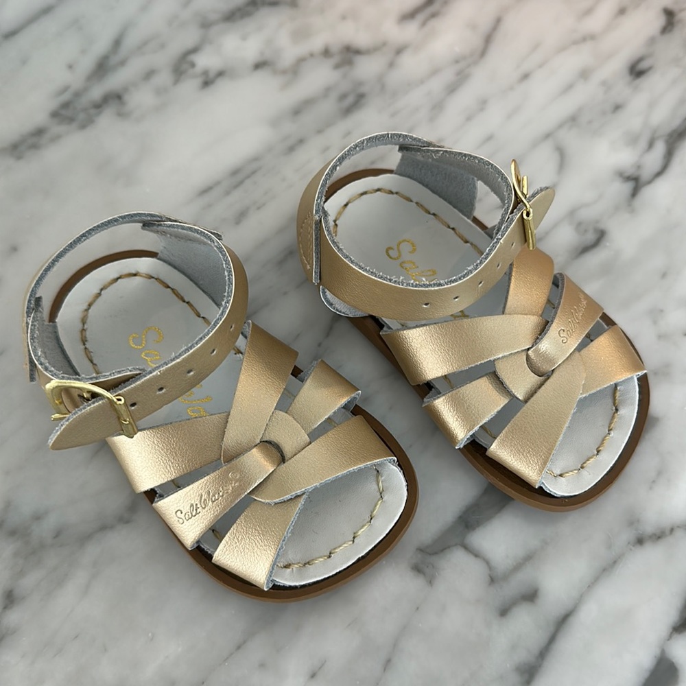 Saltwater Size 3 Gold Sandals - New and Never Worn - Toddler Baby Shoes
